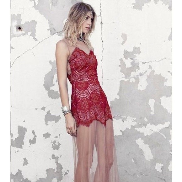 *SOLD* For Love & Lemons Red Antigua Maxi Long - Picture 2 of 8